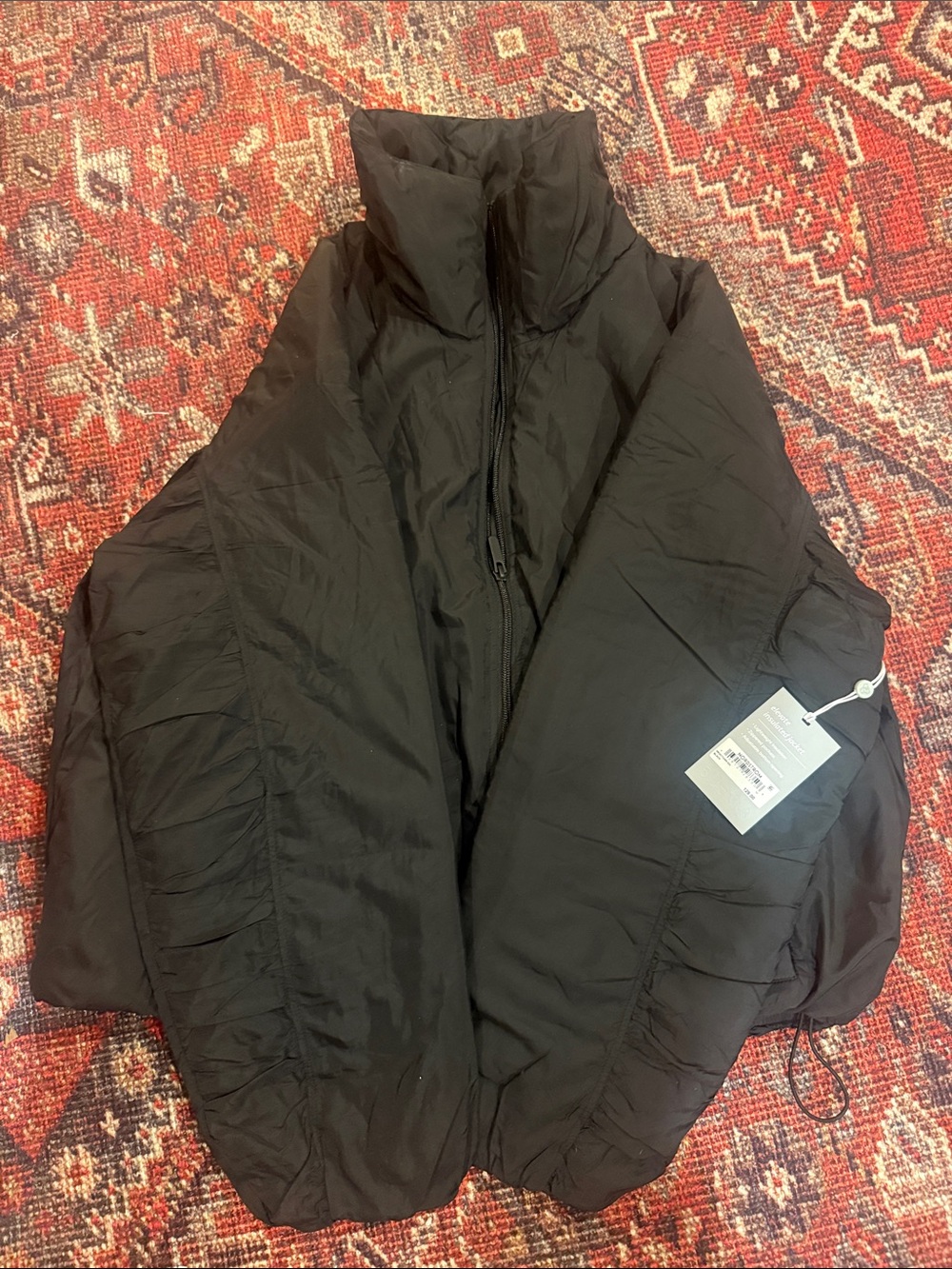 Zella Black Ruched Sleeve Puffer Jacket